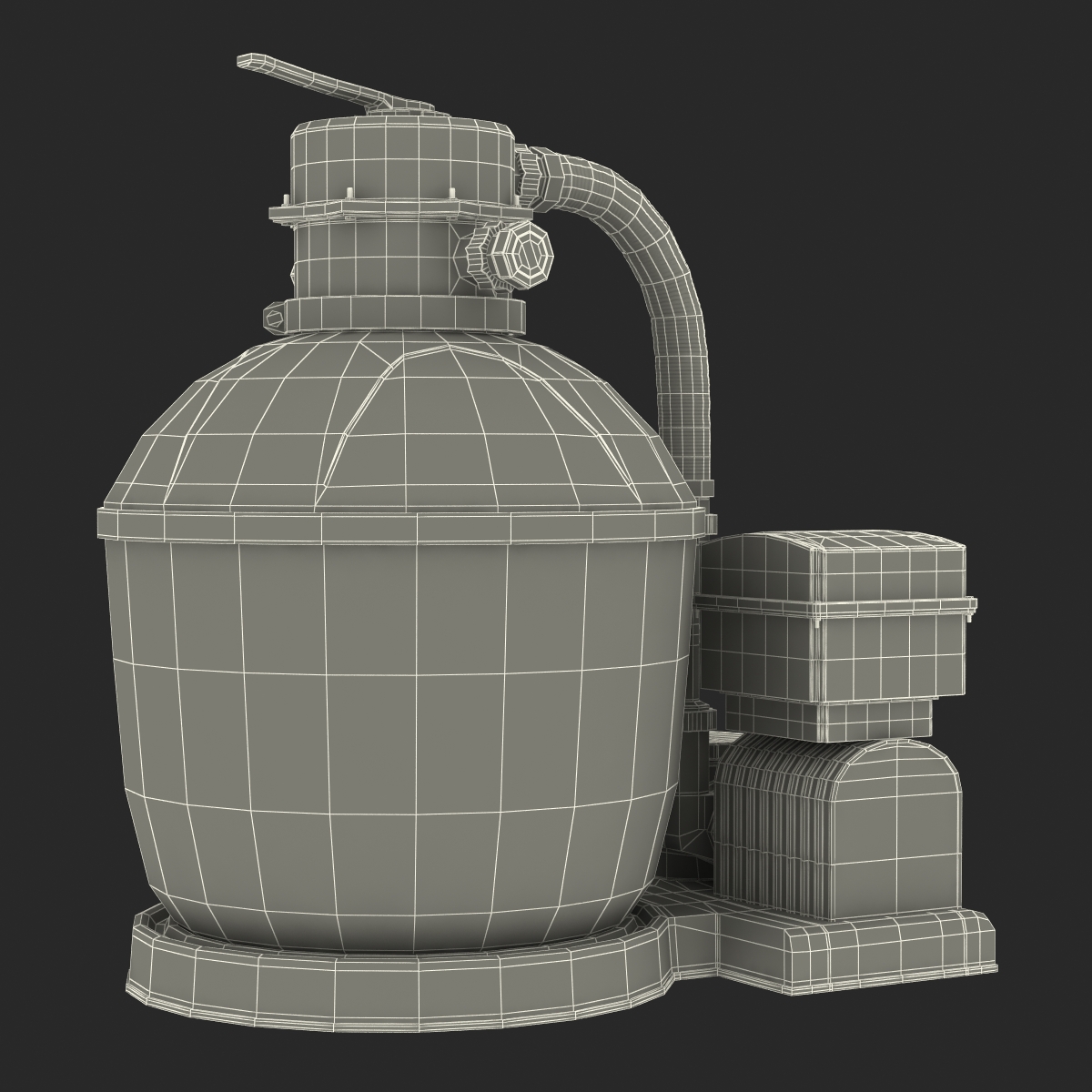 Swimming Pool Water Filter with Water Pump 3D