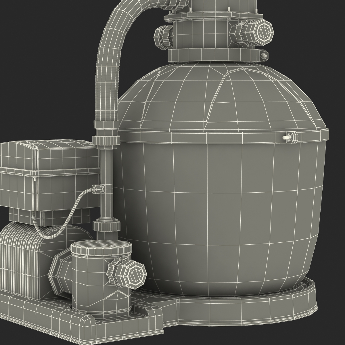 Swimming Pool Water Filter with Water Pump 3D