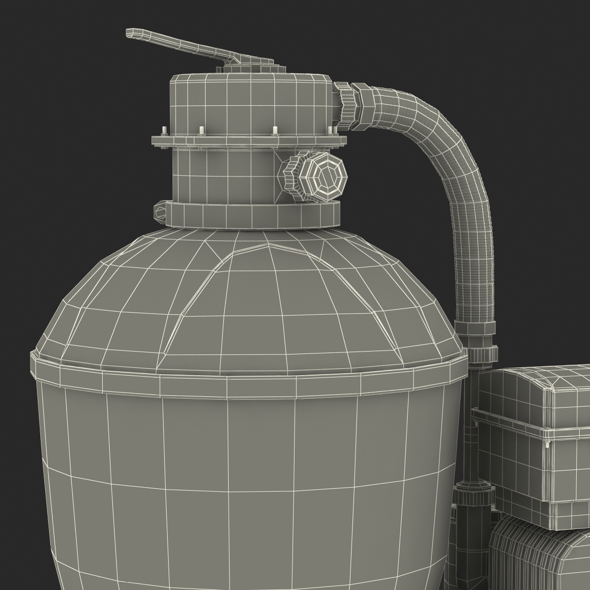 Swimming Pool Water Filter with Water Pump 3D