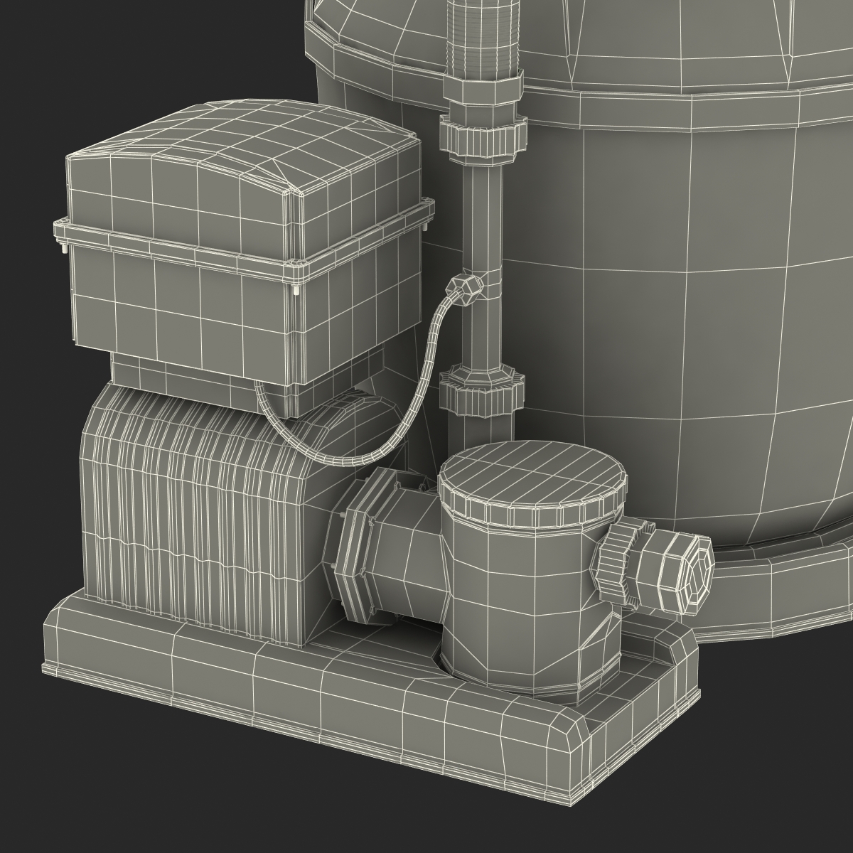 Swimming Pool Water Filter with Water Pump 3D