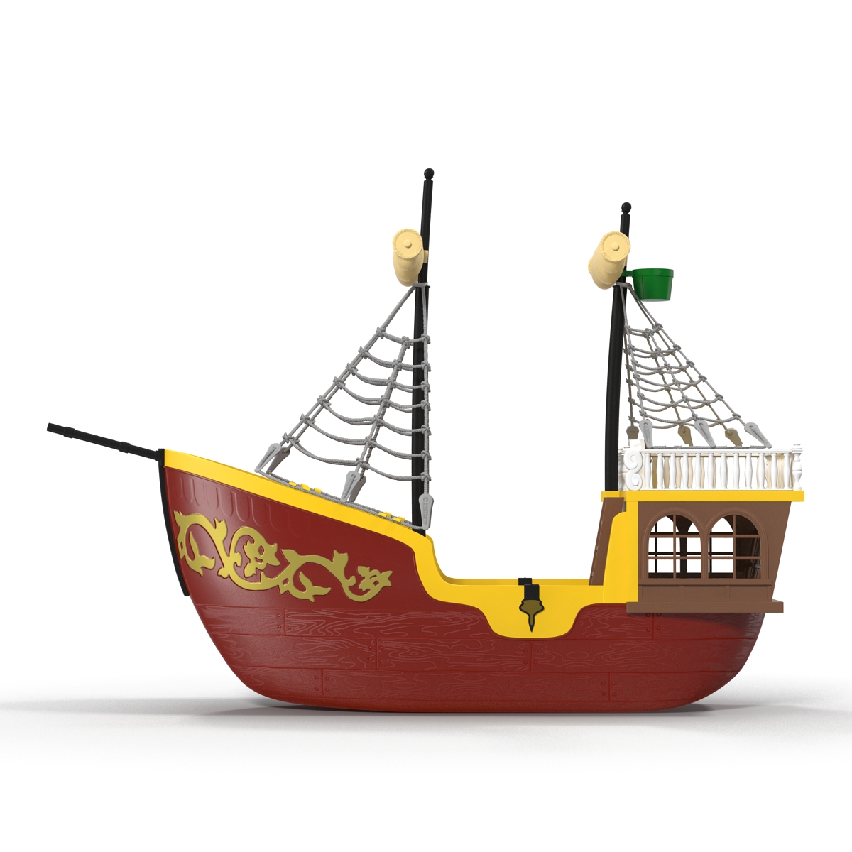 3D Toy Sailboat 3 Red model