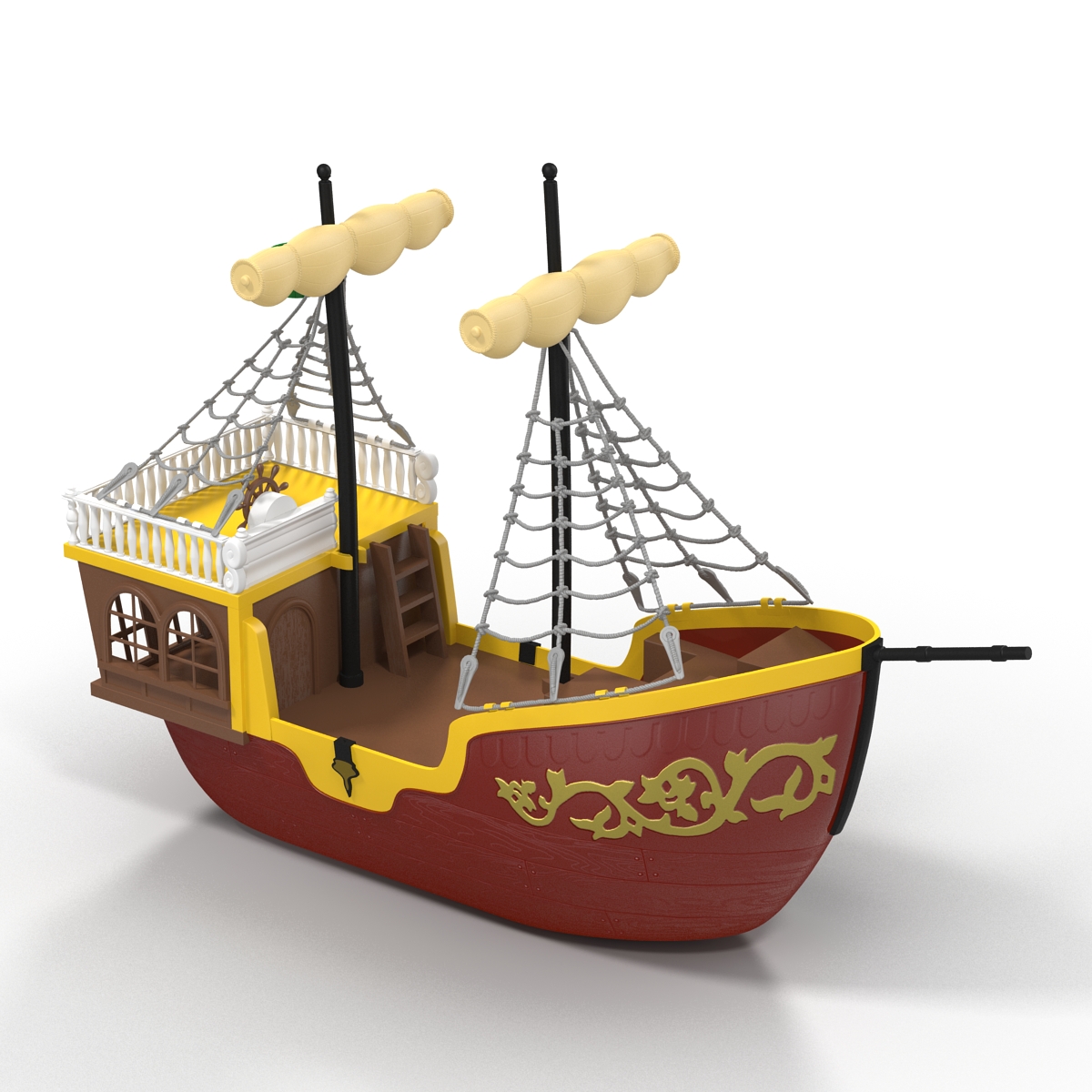 3D Toy Sailboat 3 Red model