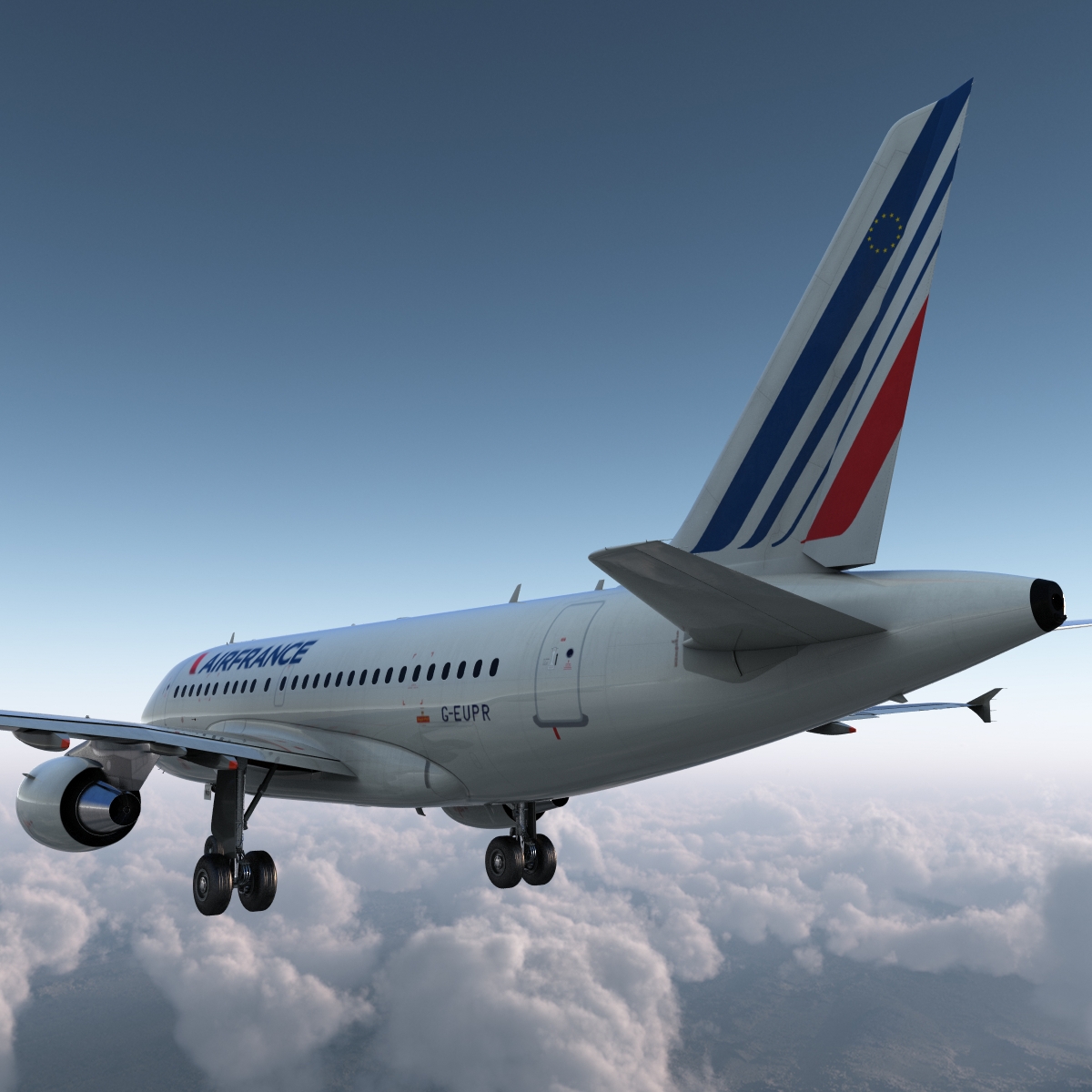 Airbus A318 Air France Rigged 3D model