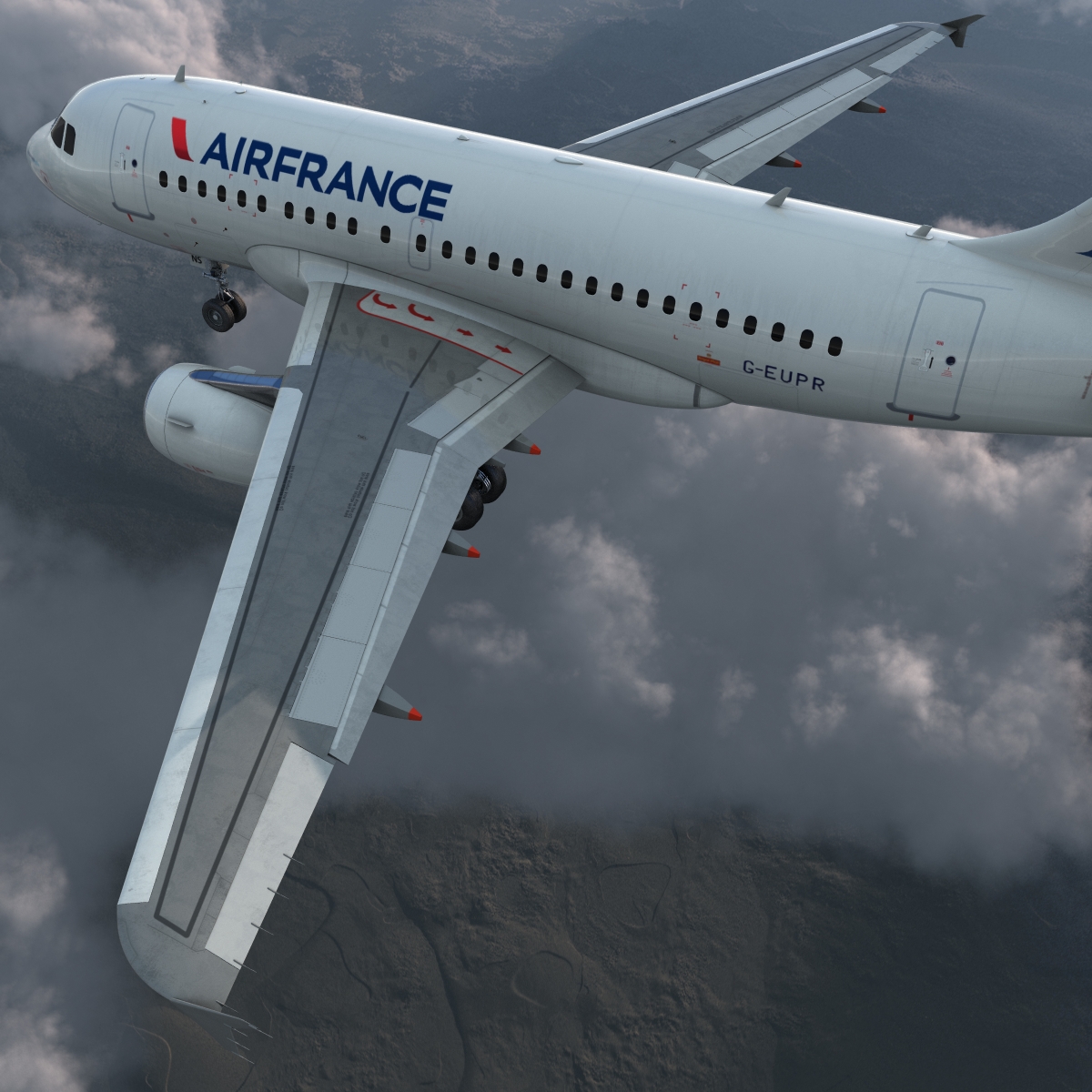 Airbus A318 Air France Rigged 3D model