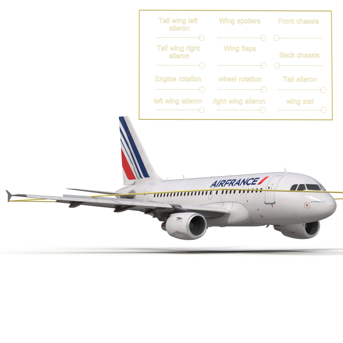 Airbus A318 Air France Rigged 3D model