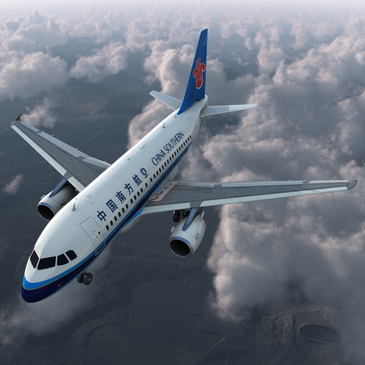 Airbus A318 China Southern Airlines Rigged 3D