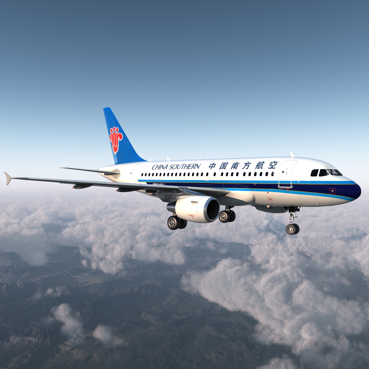 Airbus A318 China Southern Airlines Rigged 3D