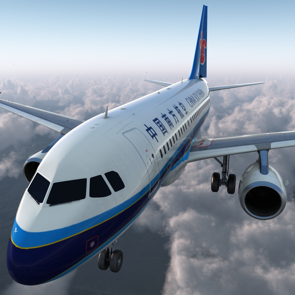 Airbus A318 China Southern Airlines Rigged 3D