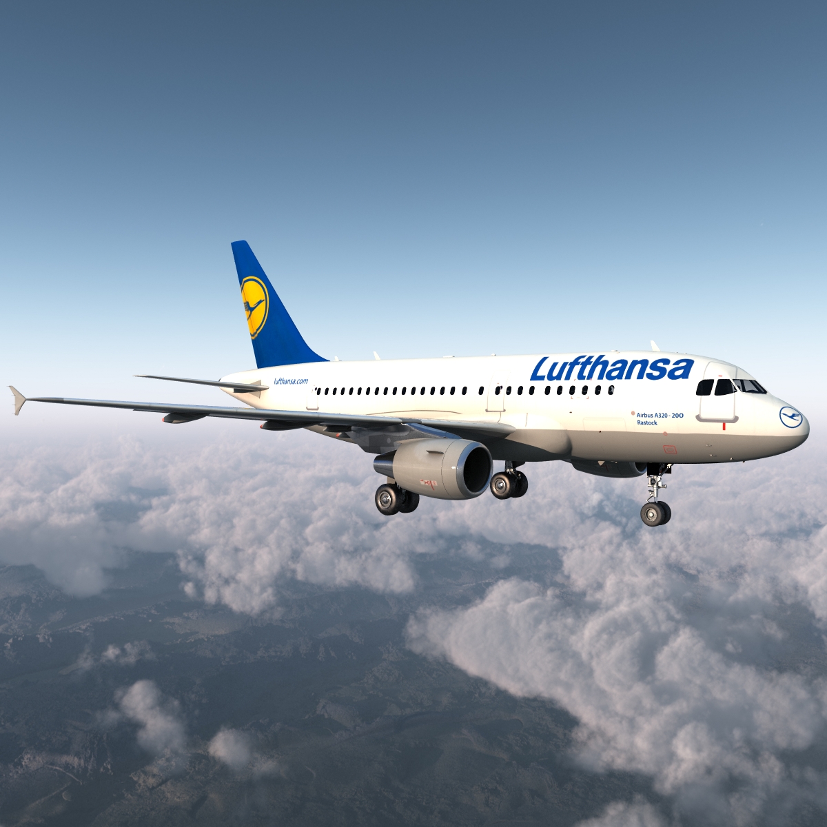 3D Airbus A321 Lufthansa Rigged model