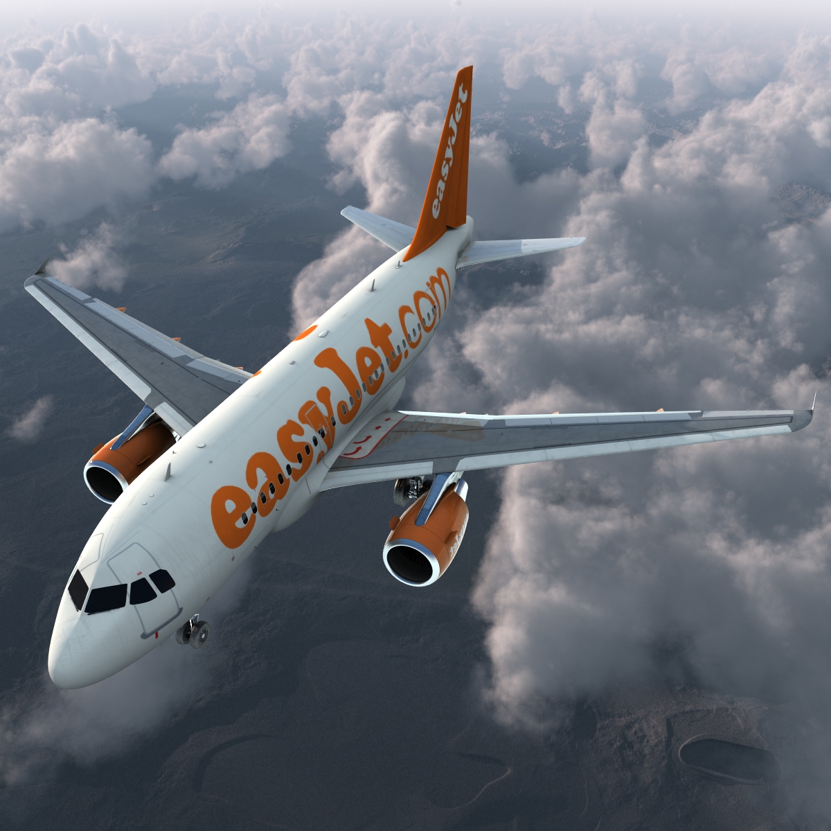 3D Airbus A321 EasyJet Rigged