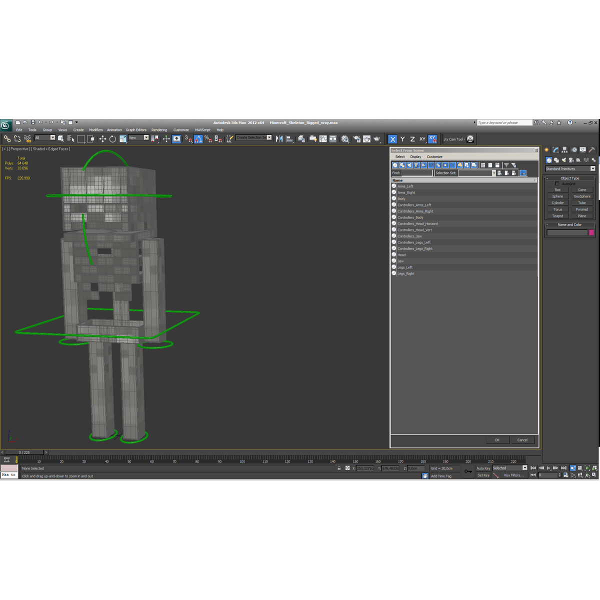 3D model Minecraft Skeleton Rigged