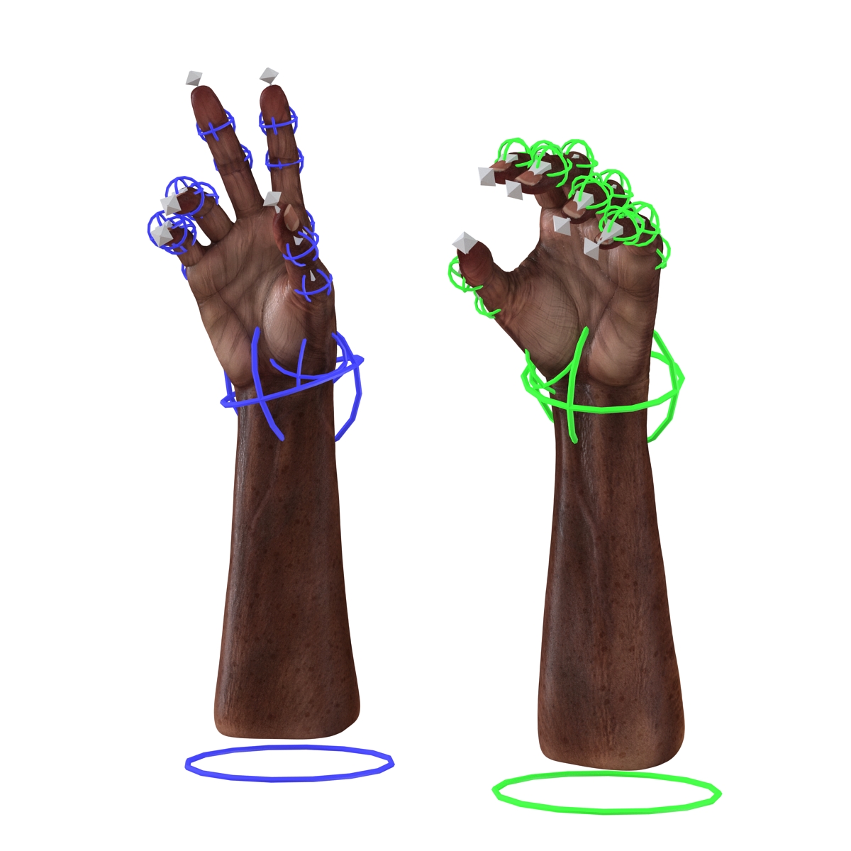 3D Old African Man Hands Rigged model