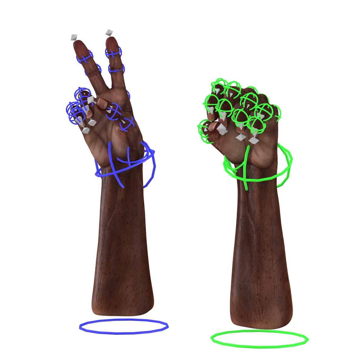 3D Old African Man Hands Rigged model