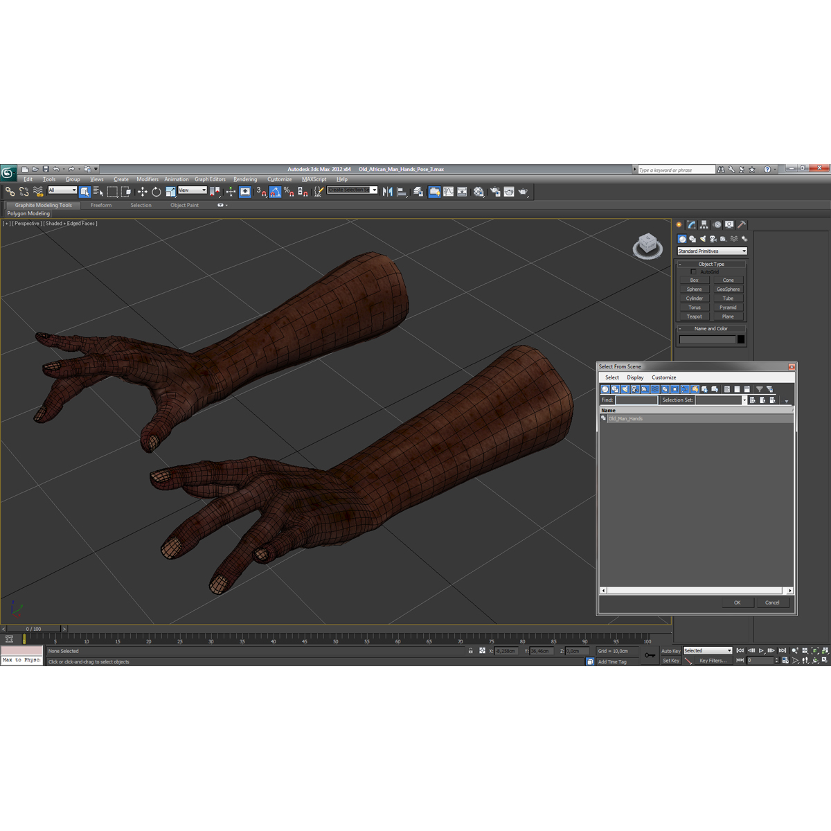 3D Old African Man Hands Pose 3 model