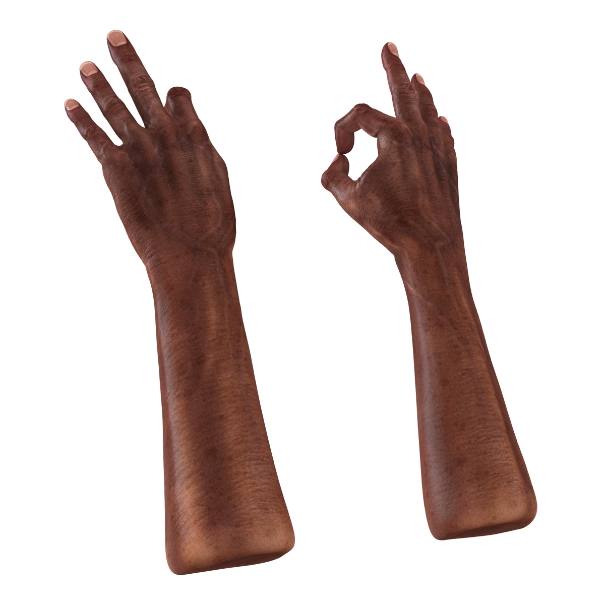 3D model Old African Man Hands 2 Pose 5