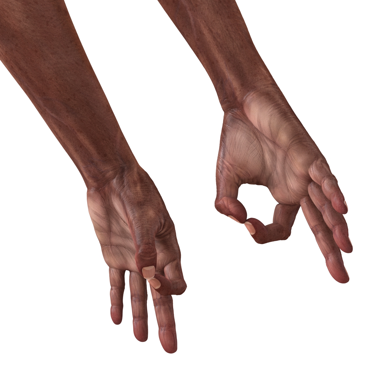 3D model Old African Man Hands 2 Pose 5