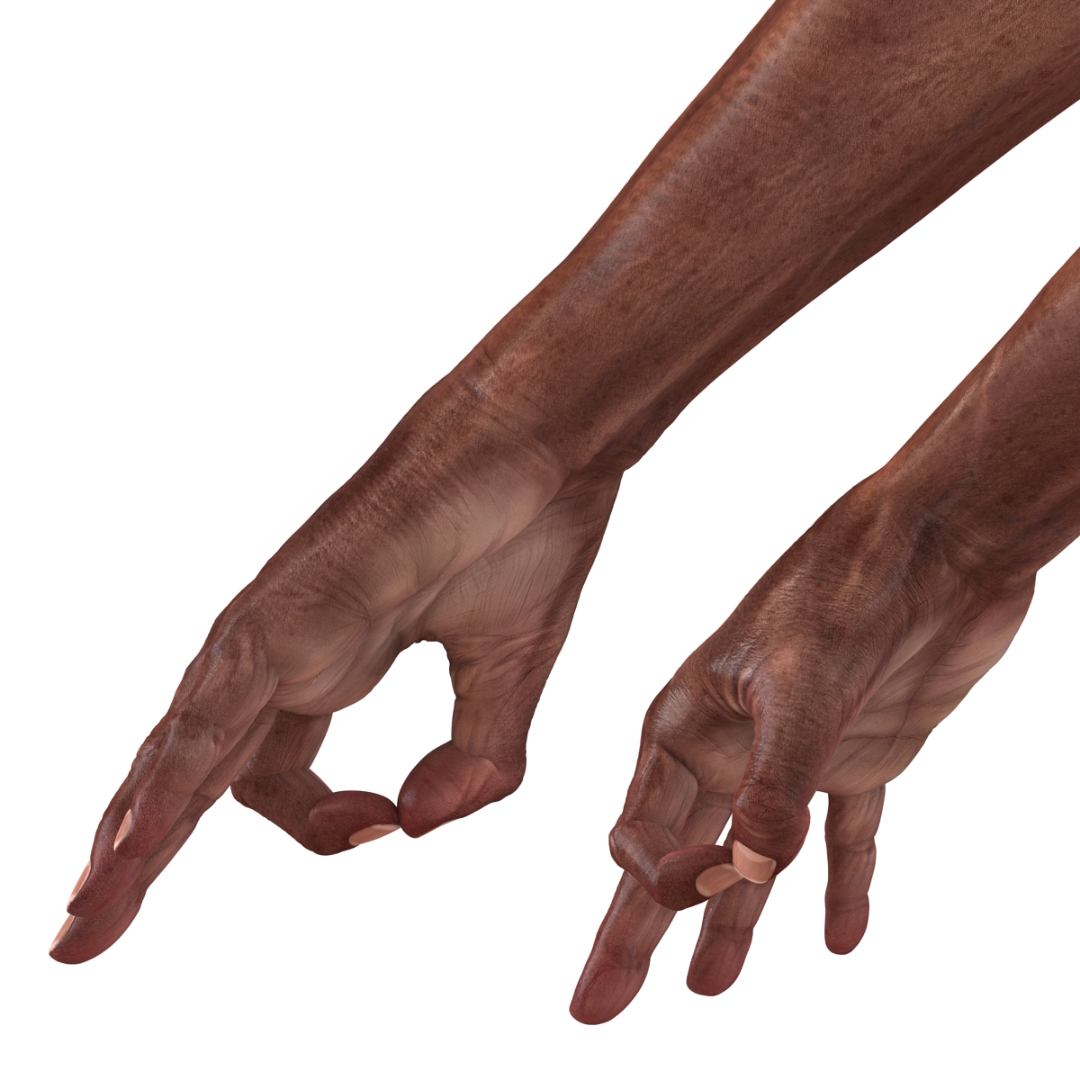 3D model Old African Man Hands 2 Pose 5