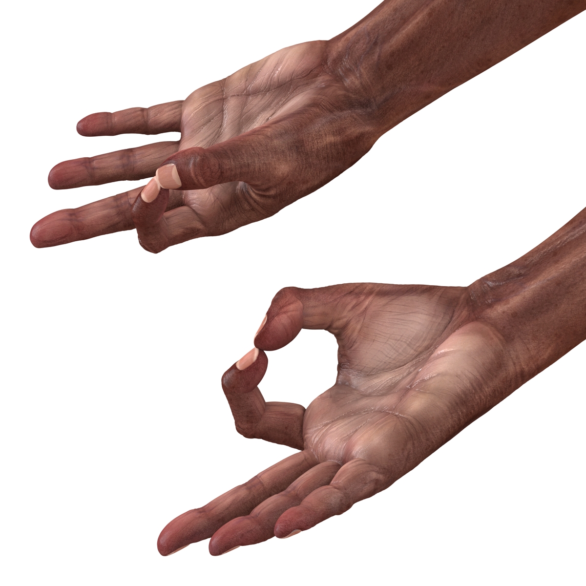 3D model Old African Man Hands 2 Pose 5