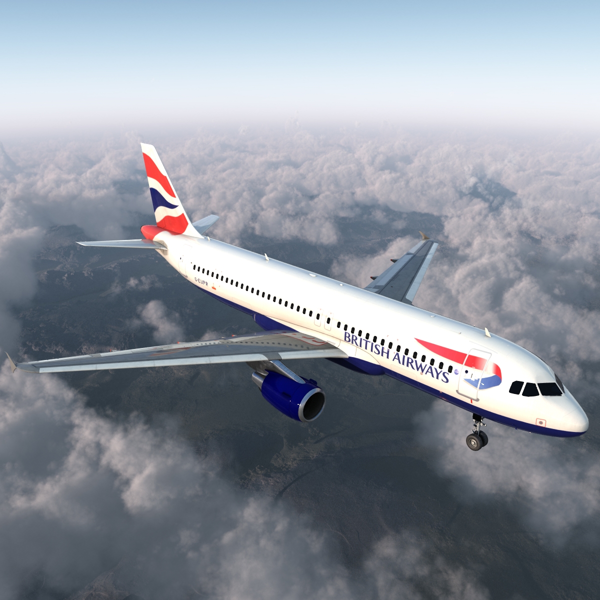 Airbus A320 British Airways Rigged 3D model