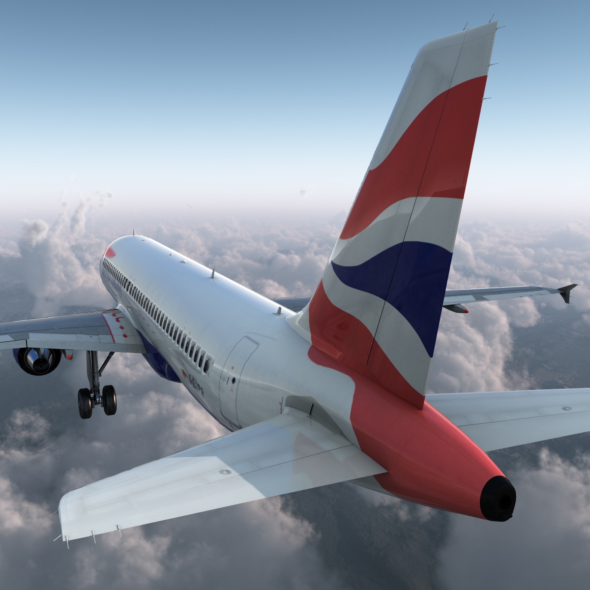 Airbus A320 British Airways Rigged 3D model