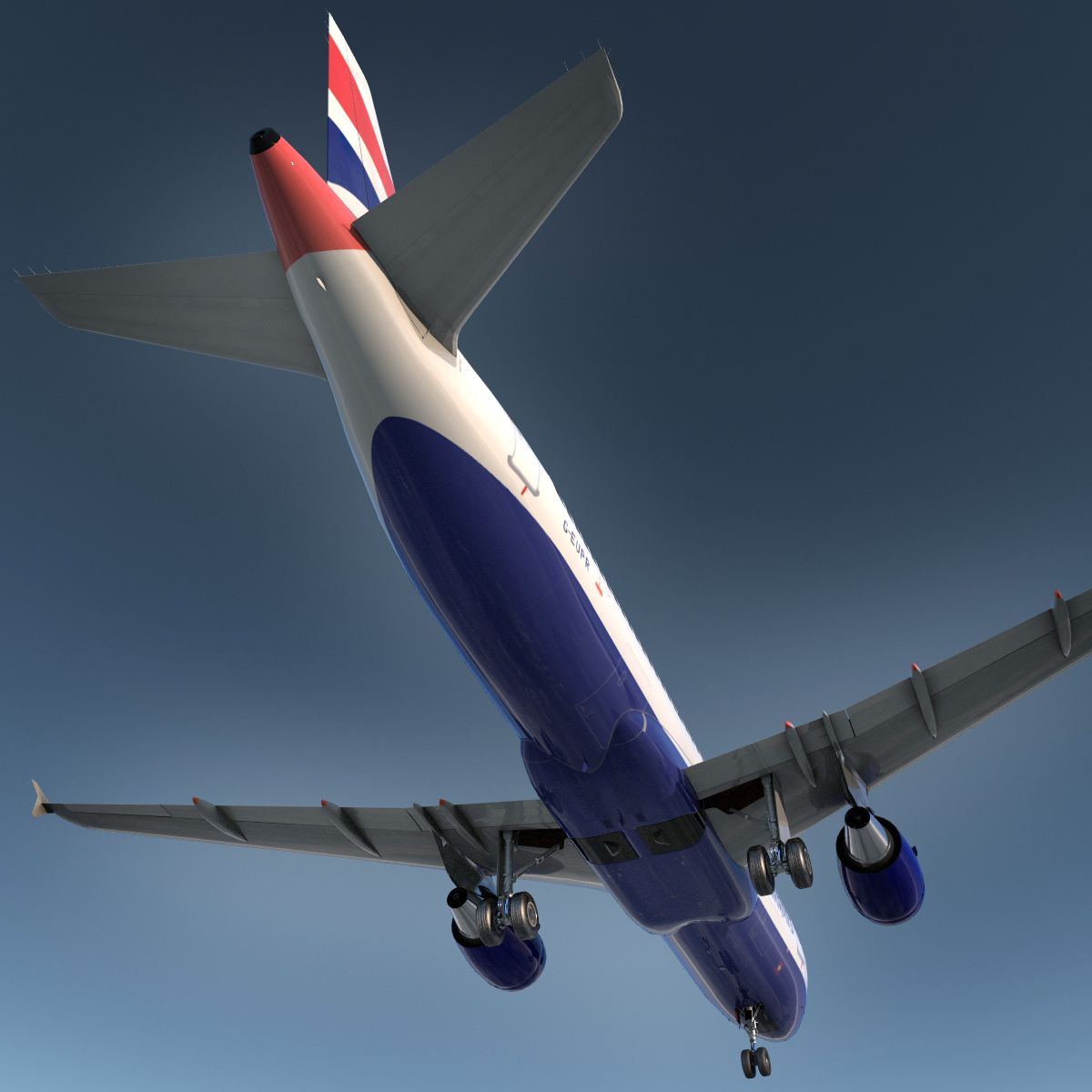 Airbus A320 British Airways Rigged 3D model