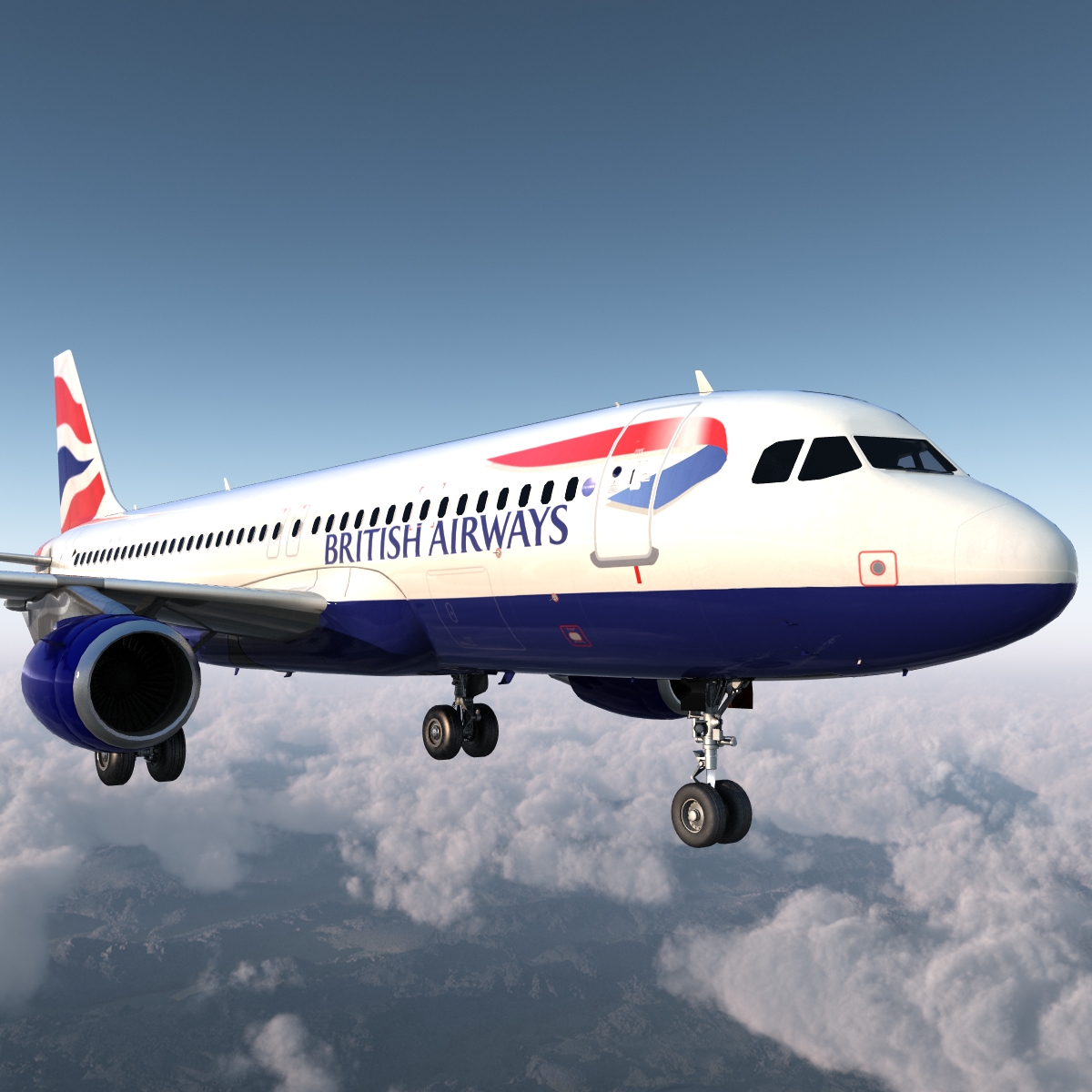 Airbus A320 British Airways Rigged 3D model