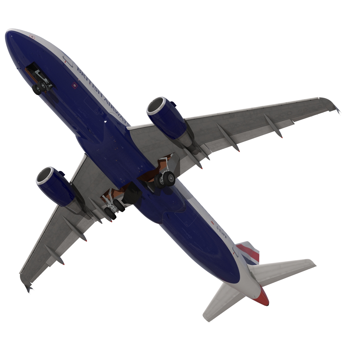 Airbus A320 British Airways Rigged 3D model