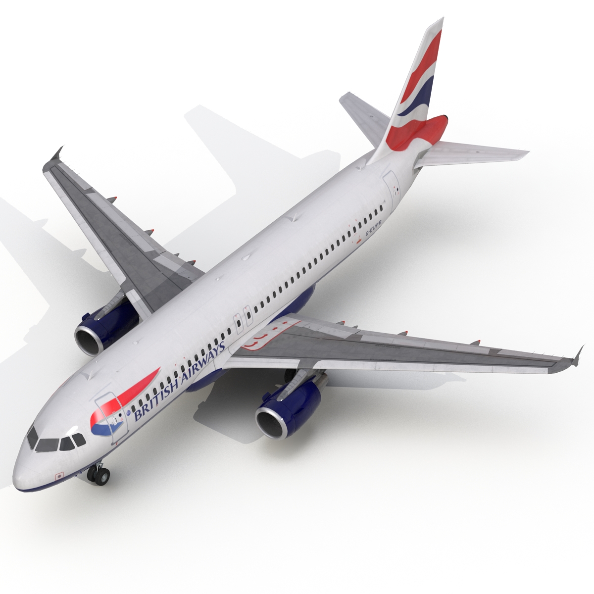 Airbus A320 British Airways Rigged 3D model