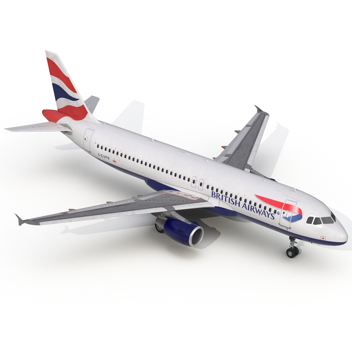 Airbus A320 British Airways Rigged 3D model