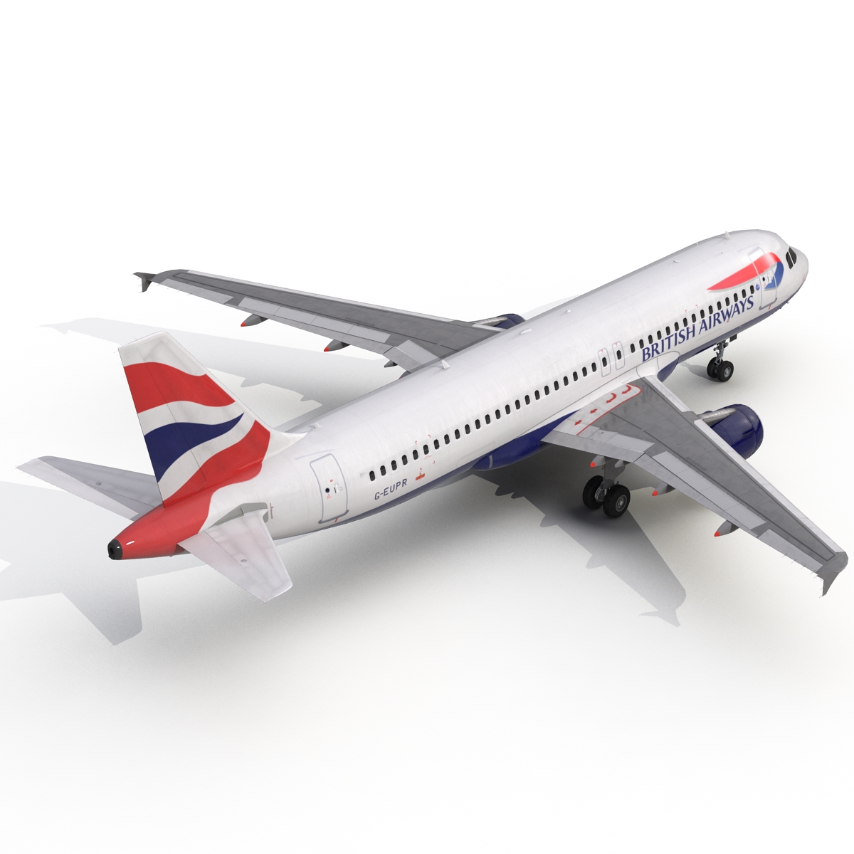 Airbus A320 British Airways Rigged 3D model