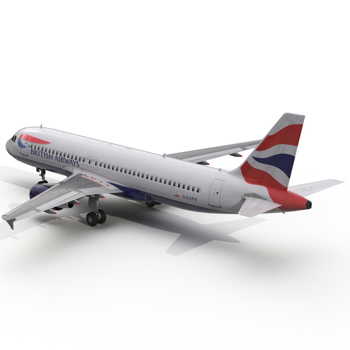 Airbus A320 British Airways Rigged 3D model