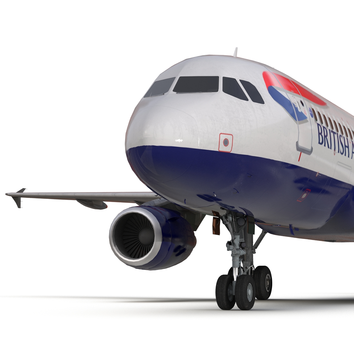 Airbus A320 British Airways Rigged 3D model