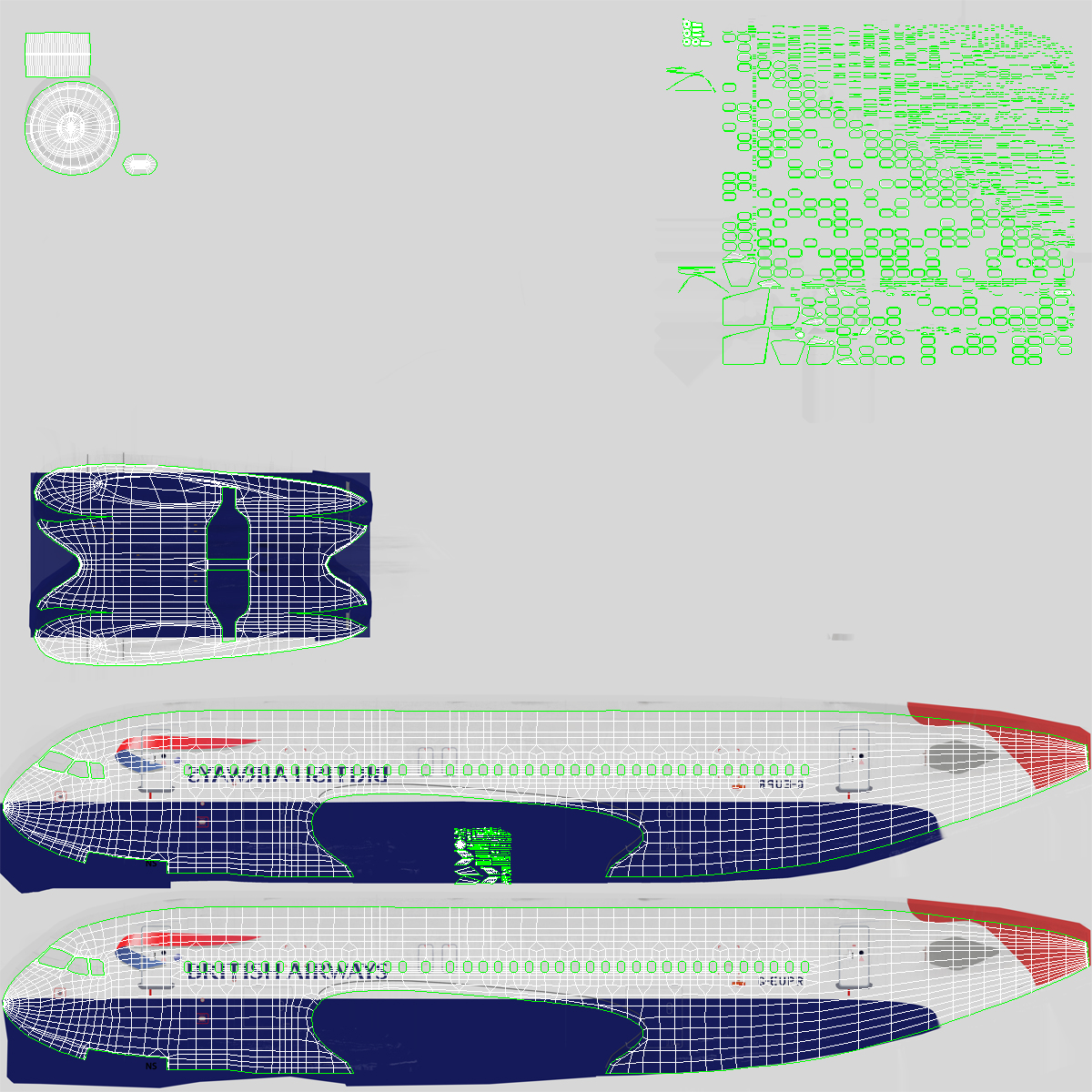 Airbus A320 British Airways Rigged 3D model