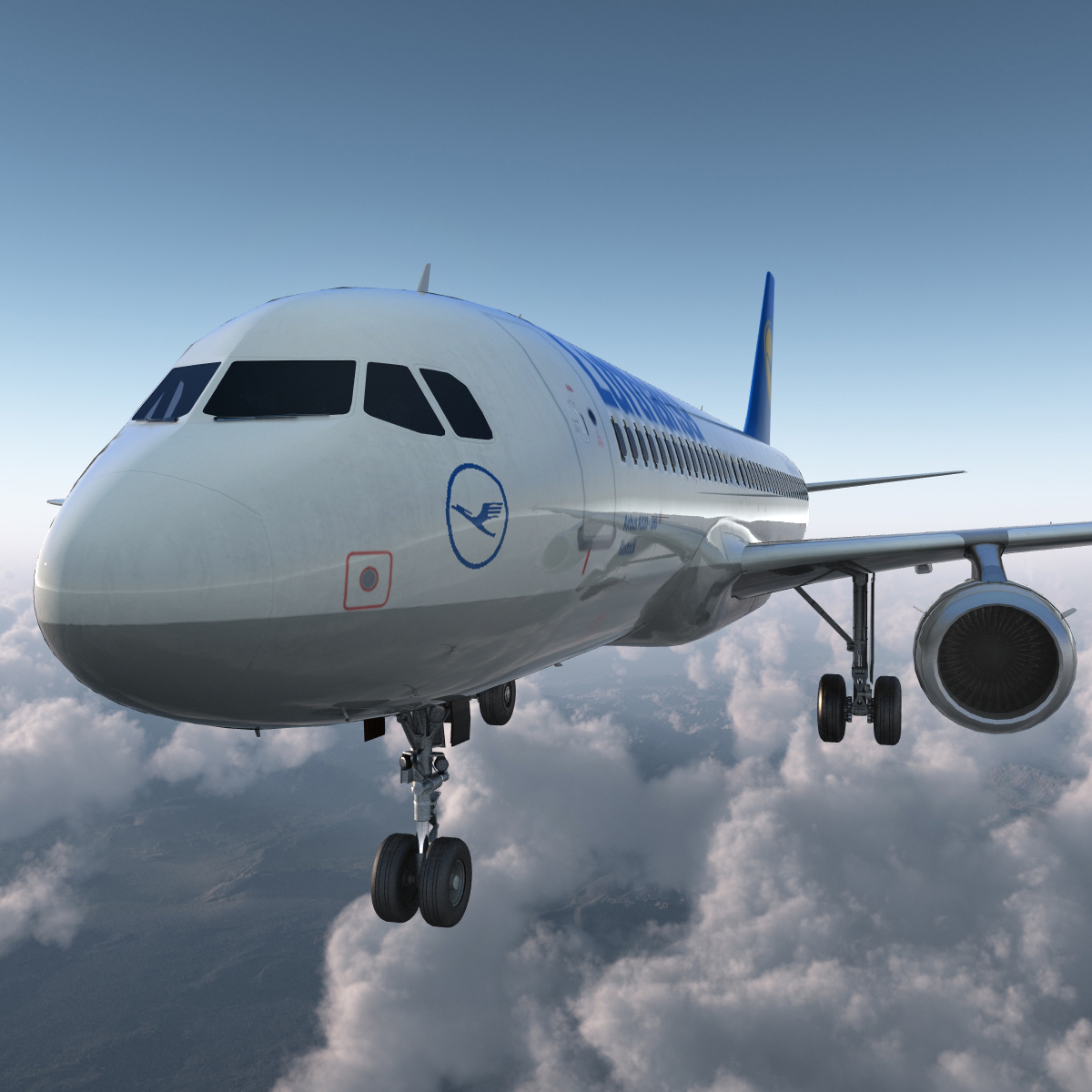 3D Airbus A320 Lufthansa Rigged model