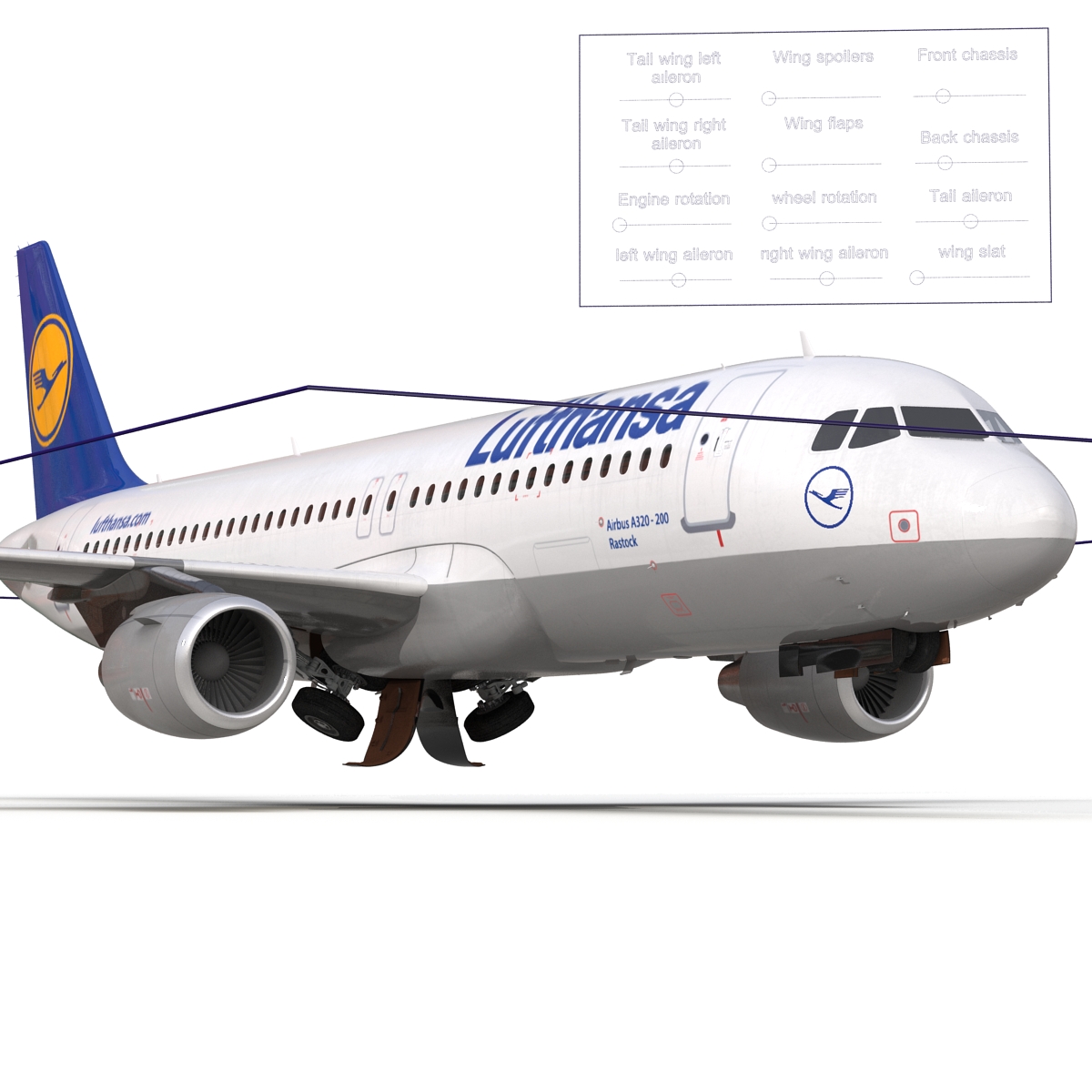 3D Airbus A320 Lufthansa Rigged model