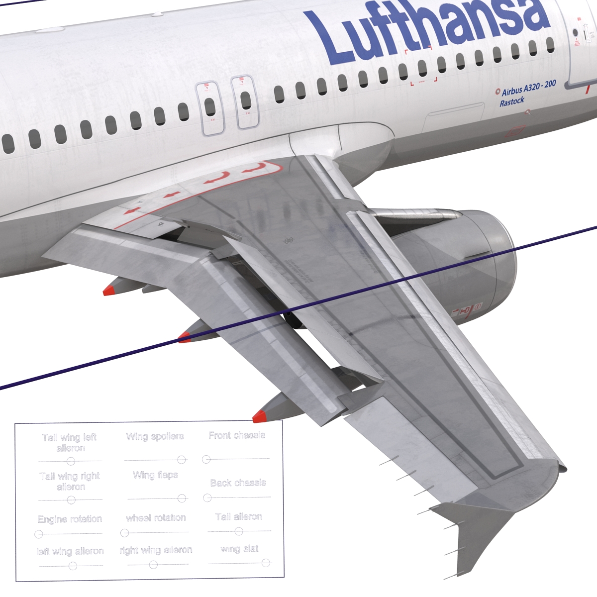 3D Airbus A320 Lufthansa Rigged model