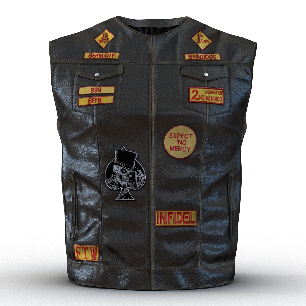 3D Leather Biker Vest model