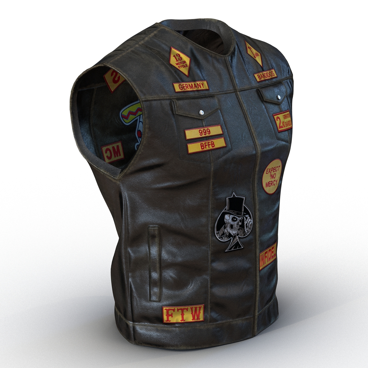 3D Leather Biker Vest model