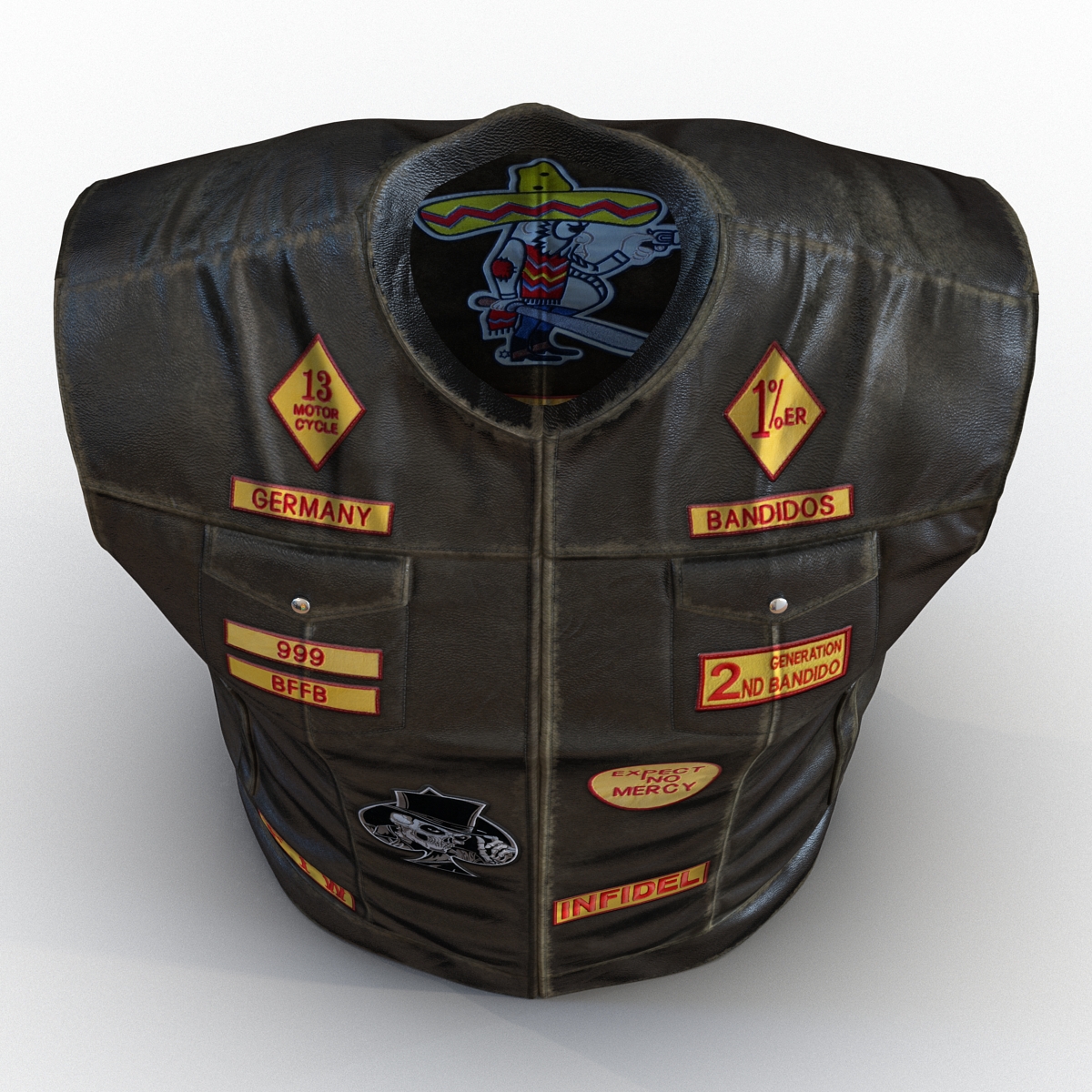 3D Leather Biker Vest model