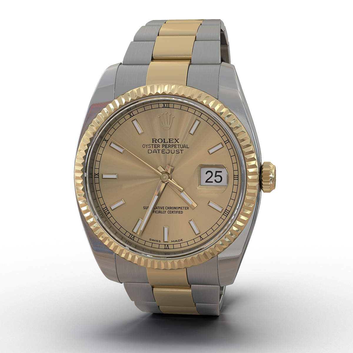 Rolex Datejust Steel and Gold 36mm 3D model