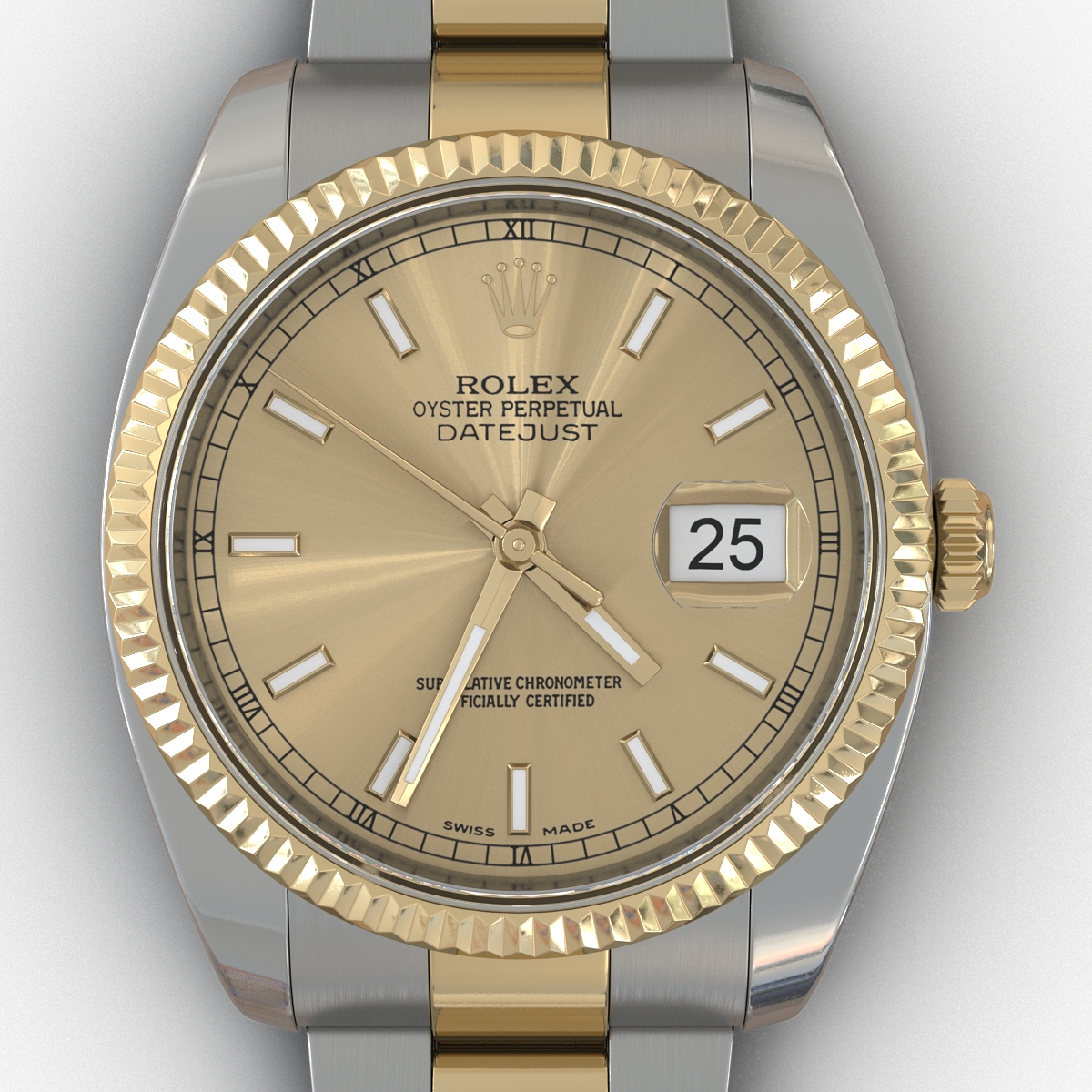 3D Rolex Datejust Steel and Gold 36mm 2