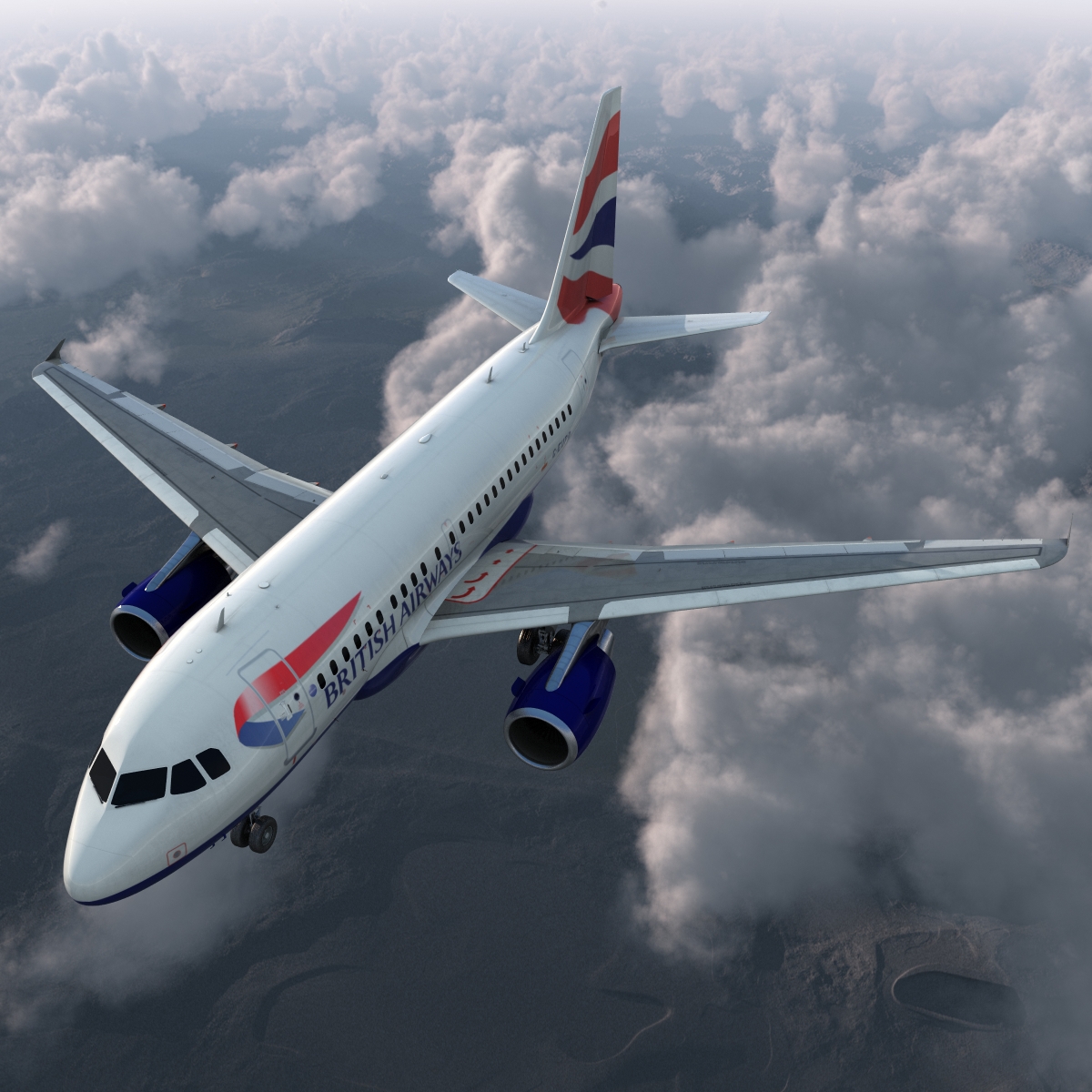 Airbus A318 British Airways Rigged 3D model