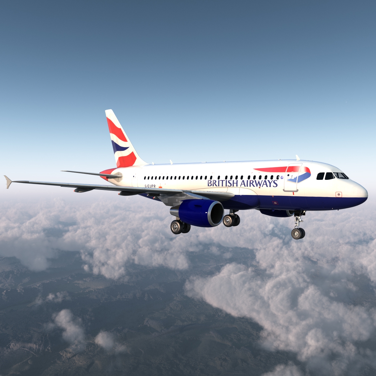 Airbus A318 British Airways Rigged 3D model