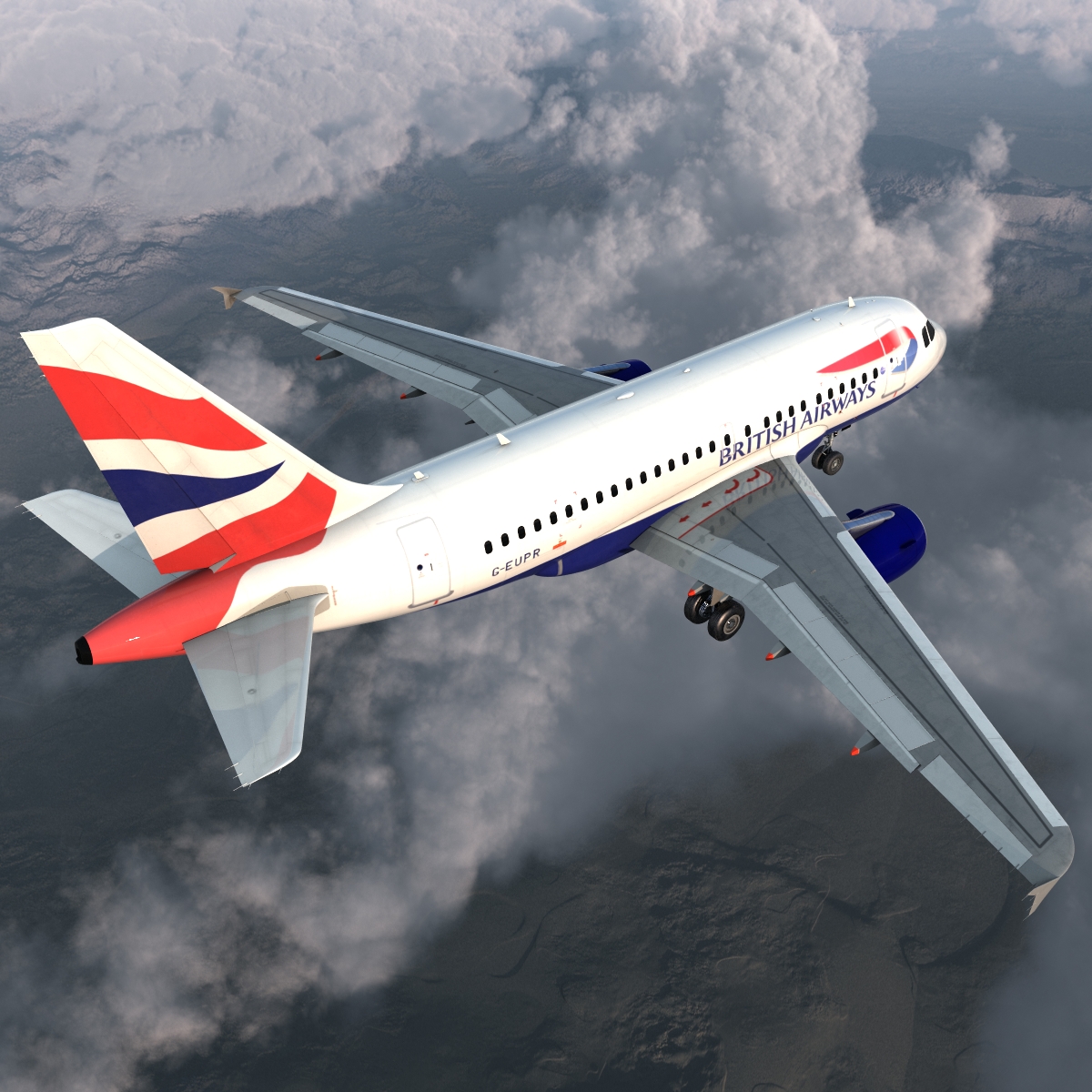 Airbus A318 British Airways Rigged 3D model