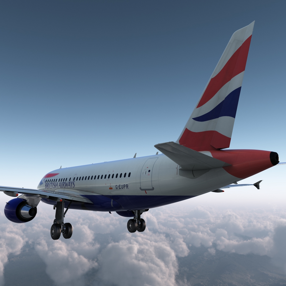 Airbus A318 British Airways Rigged 3D model