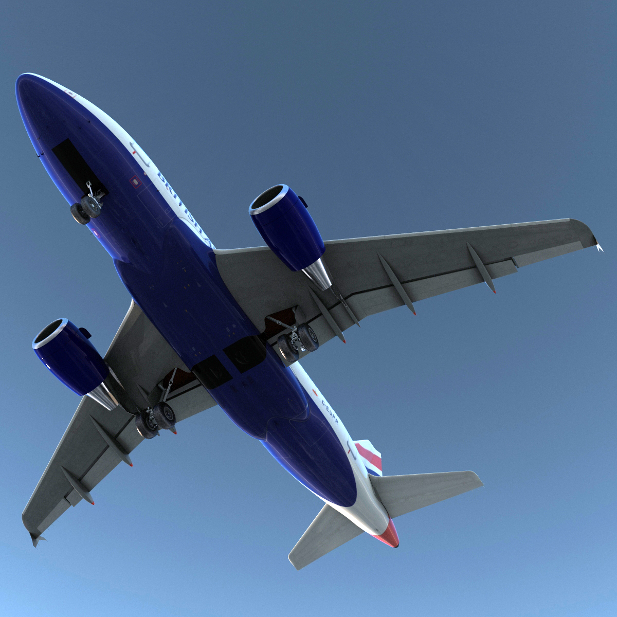 Airbus A318 British Airways Rigged 3D model