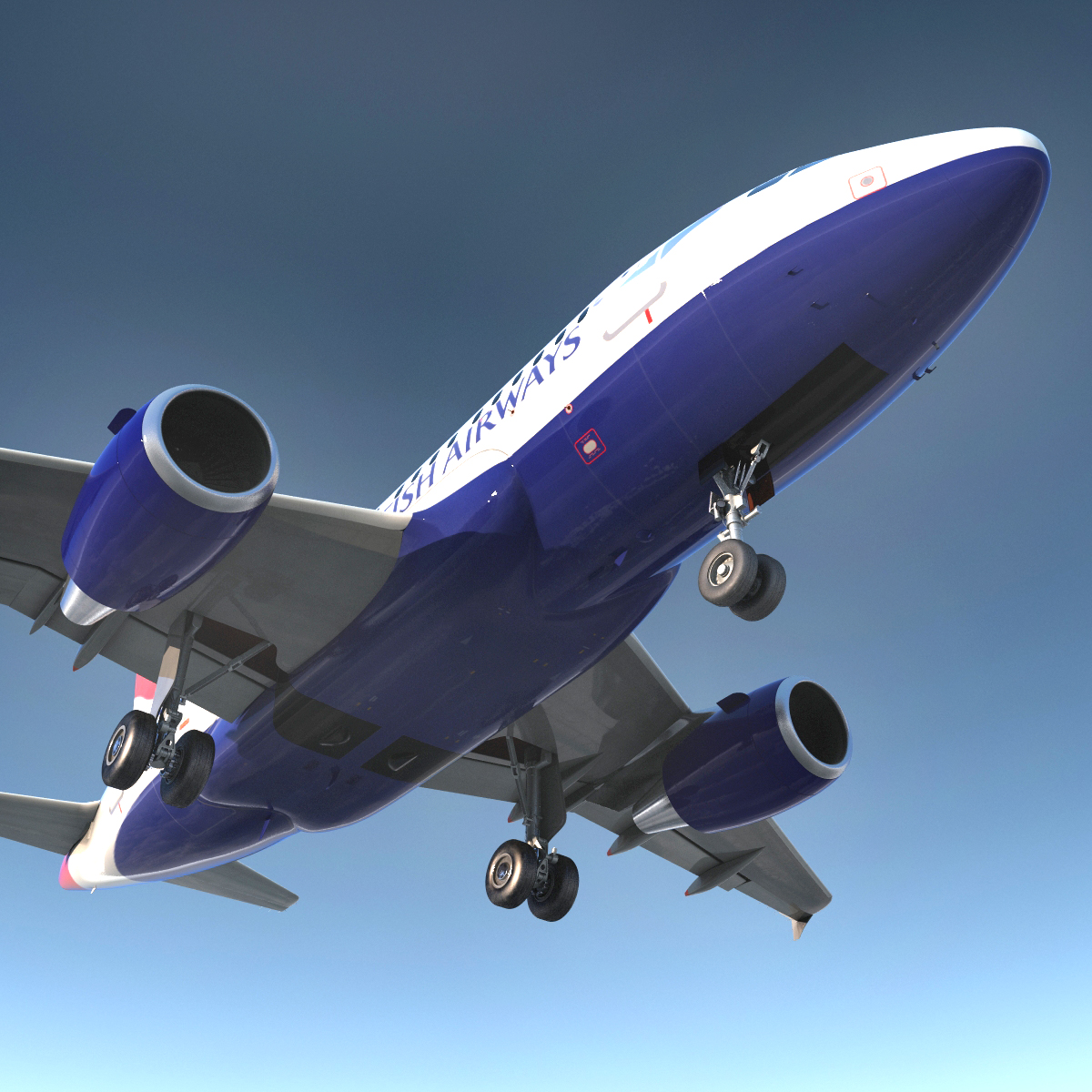 Airbus A318 British Airways Rigged 3D model