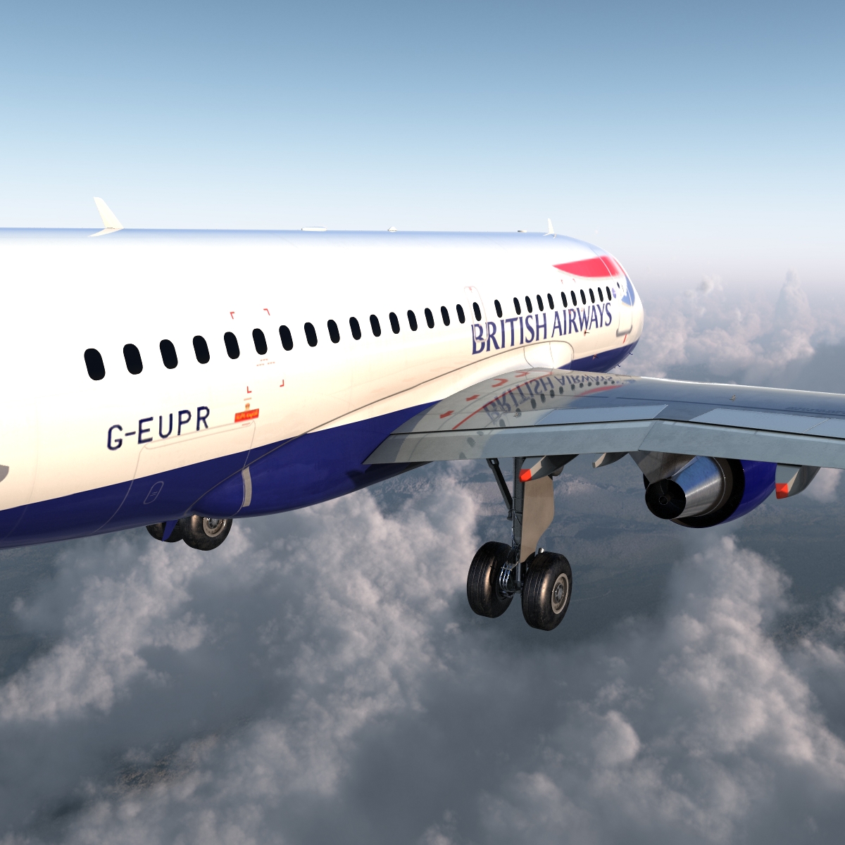 Airbus A318 British Airways Rigged 3D model