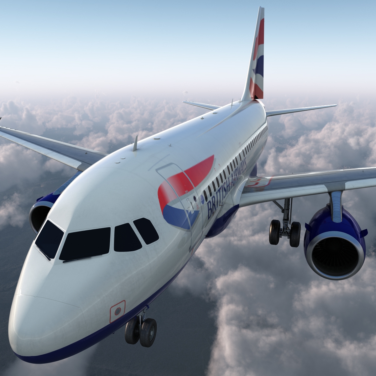 Airbus A318 British Airways Rigged 3D model