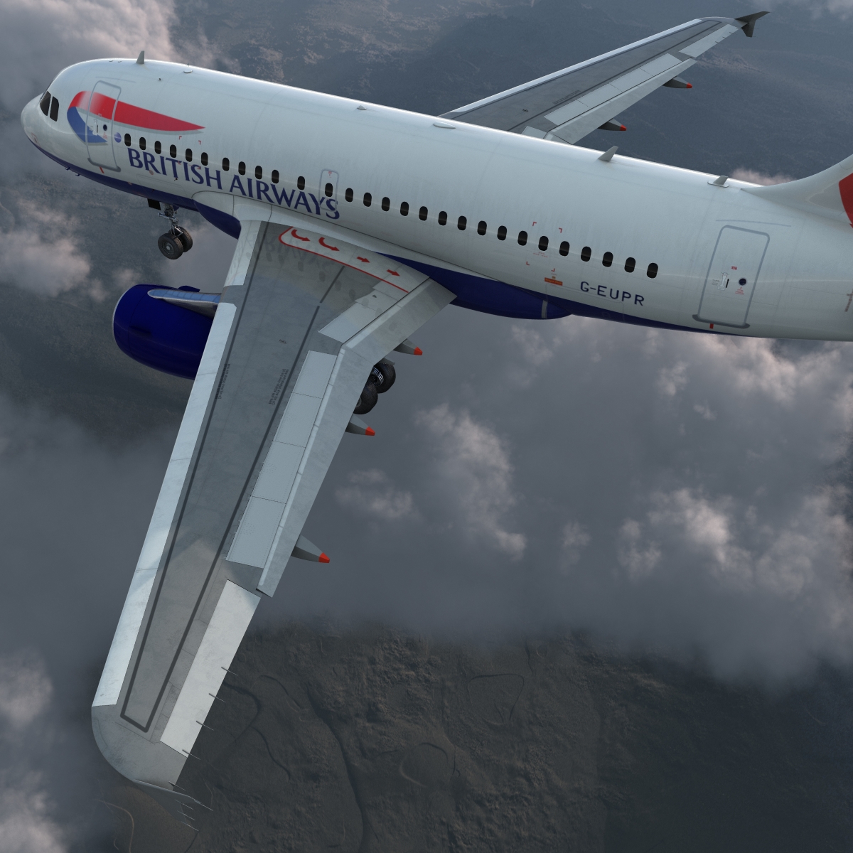 Airbus A318 British Airways Rigged 3D model